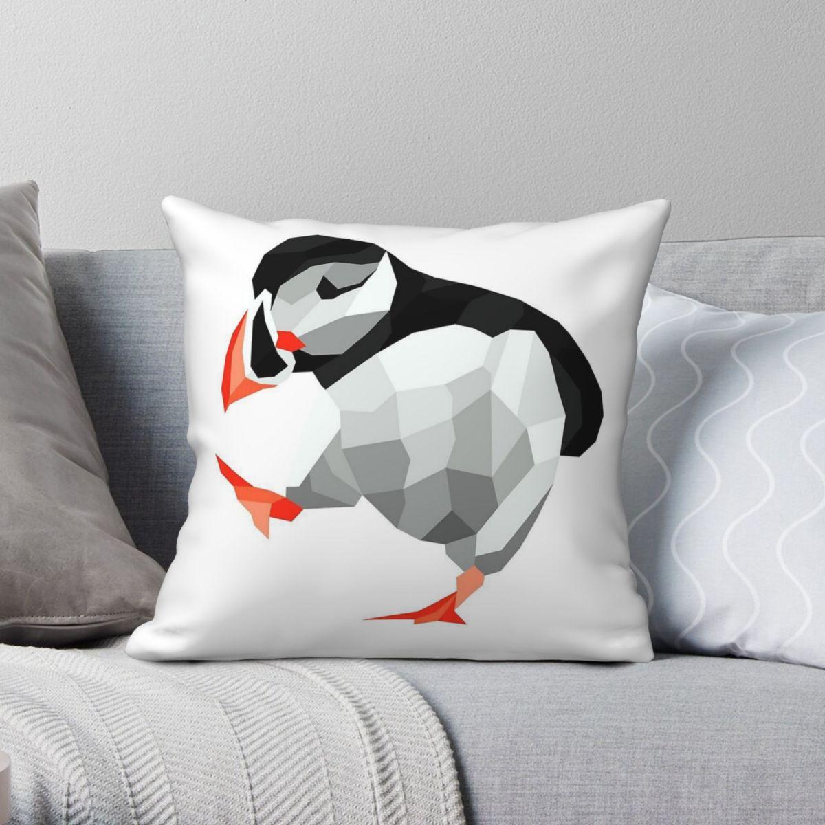 Green Harvest Unisex Shubie Dancing Puffin Pillowcase Polyester Linen Velvet Printed Zip Decorative Pillow Case Sofa Seater Cushion 45X45