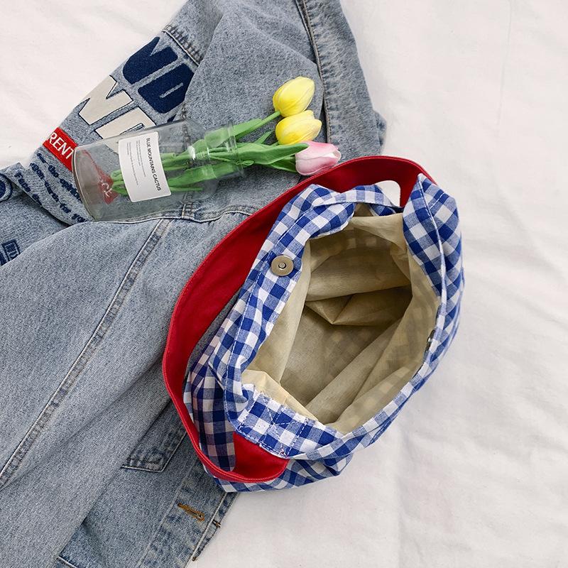 Summer Dopamine Color Plaid Shoulder Bag Women's Large Capacity Backpack Casual Cloth Bag Tote Bag