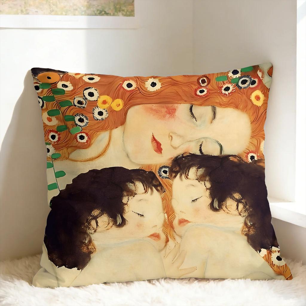 Gustav Klimt Kunst Kissenbezug Druck Kissenbezug Neuheit Kissenhülle für Sofa Couch Bett Wohnzimmer