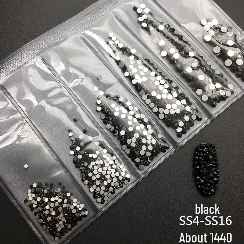 6-Grid Flat-Back Nail Art Rhinestone Set (1440pcs) - Mixed AB & Clear Glass Rhinestones Nail Decorations
