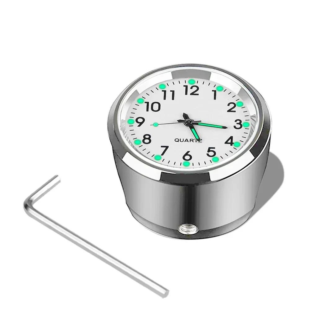 Universal 7/8 "Waterproof Chrome Motorcycle Bike Handlebar Mount Quartz Clock Watch Aluminum Luminous Clock Moto Black Amagi