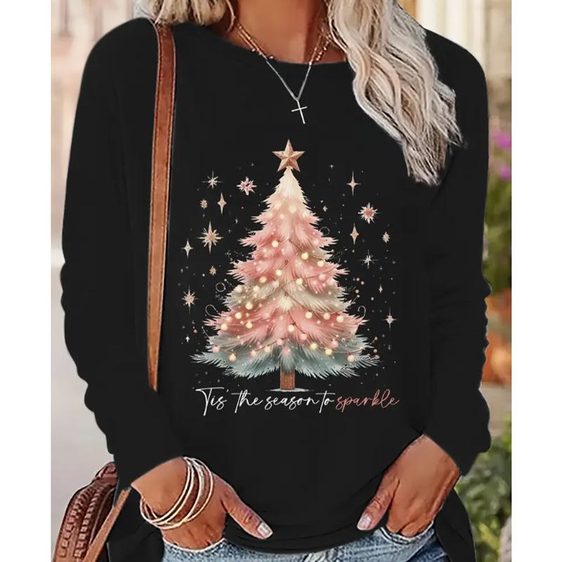 

2025 Autumn & Winter Women s New Casual Crew Neck Long Sleeve Top 3D Snowman Pattern 8XL