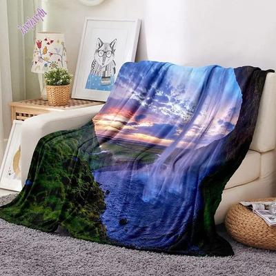 Paisagem Cobertor Impresso oversized manta sofá cama capa macia e peluda cobertor xadrez macio quente flanela cobertores fãs presente