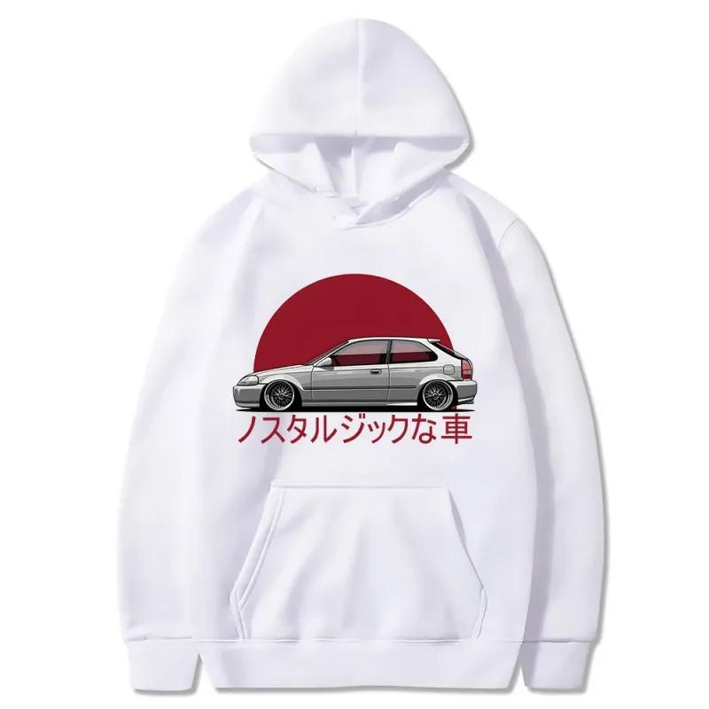 Men Nostalgic Car Hoodie Jdm Comic Printing Tracksuit Mens Sweatshirt Female EK Japanese Streetwear Pullover Long Sleeve EU Size