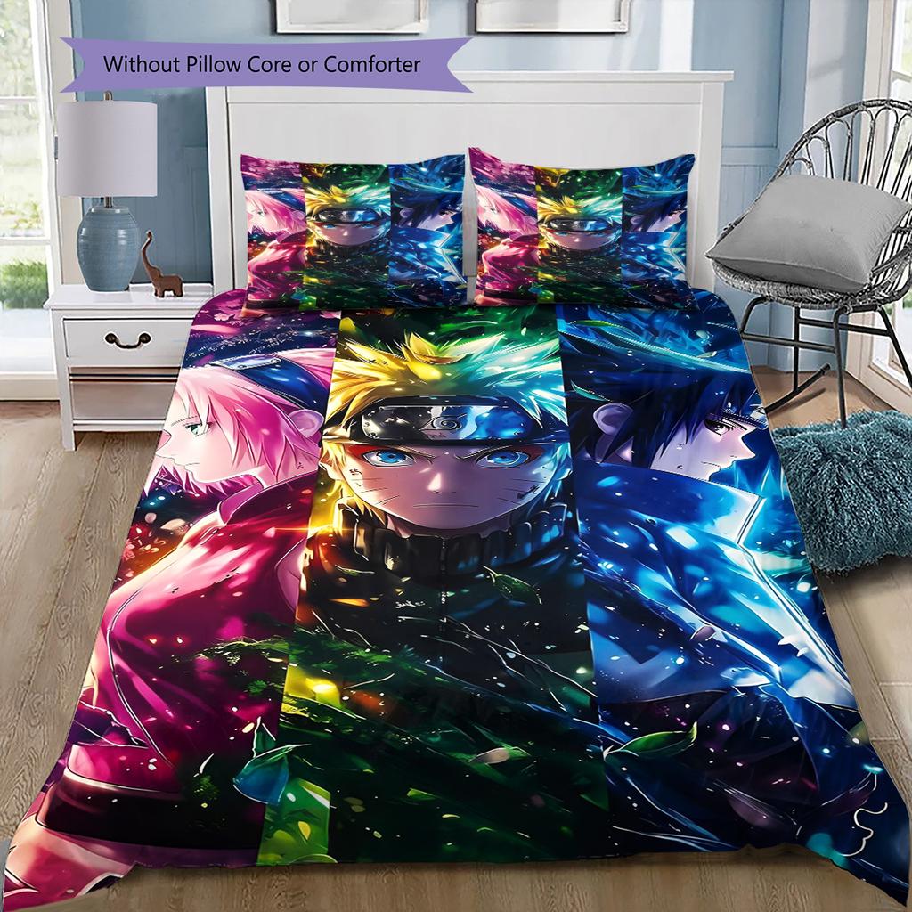 Cartoon Pattern Bedding Quilt Set Quilt Cover Pillowcase Home Decoration Birthday Gift (1 * duvet cover + 2 * pillowcase, without core)