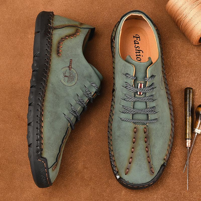 Mode Sommer Hochwertige Männer Casual Schuhe Leder Outdoor Walking Lace-up Sneakers Mode Männlichen Freizeit Urlaub Weiche Fahr Schuhe