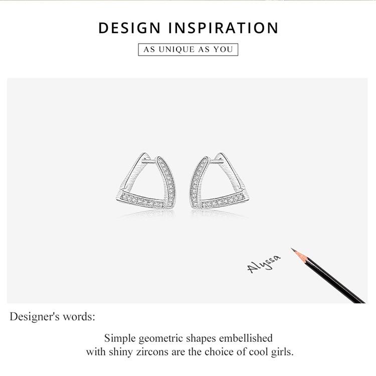 WOSTU 925 Sterling Silver Earrings for Women Shine Zircon Geometric Hypoallergenic Silver Earrings