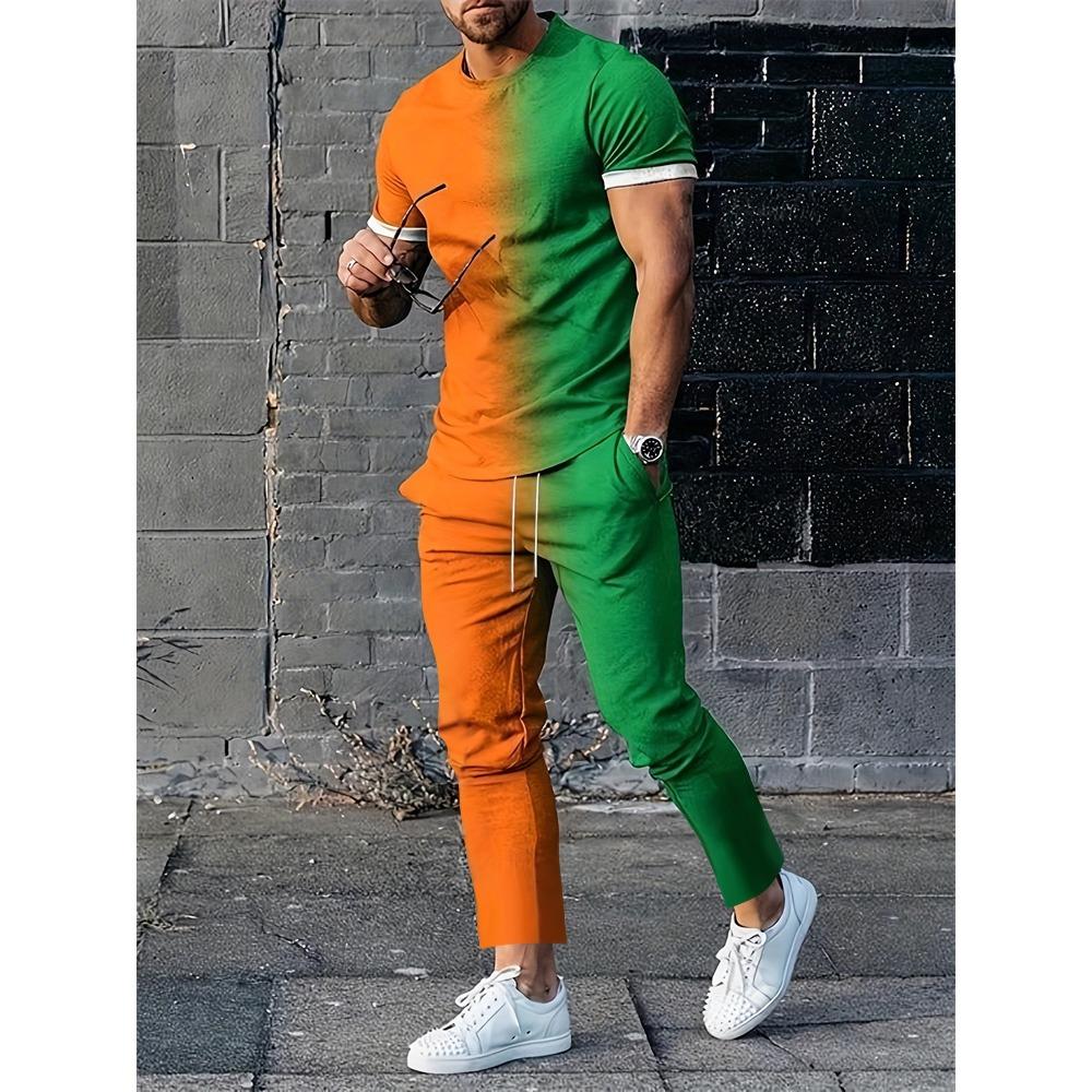 New Summer And Spring Fashion Men's Sportswear T-shirt Trousers Pants Suit Casual Short-sleeved Suit Jogging Fitness Clothing