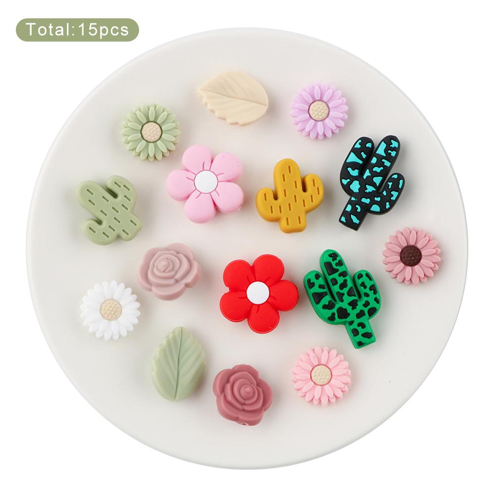 

15pcs Mixed Style Silicone Focus Beads Cartoon Animal Silicone Beads DIY Jewelry Accessories For Beaded Pen Keychains Making