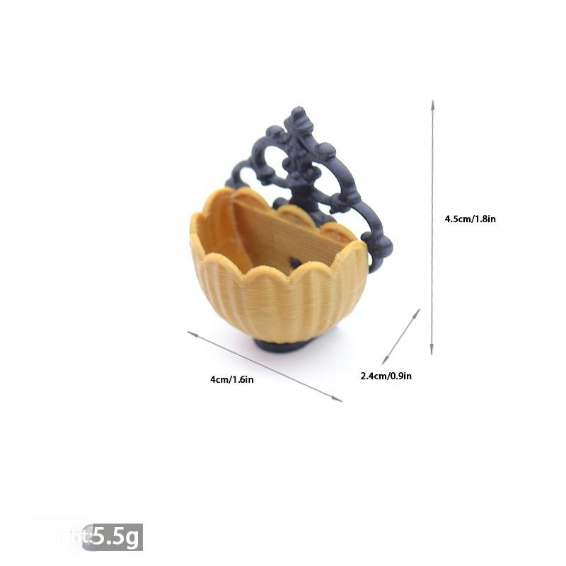 1Pcs 1 12 Dollhouse Wall Mounted Storage Shelf with Flower Basket Display for Modern Mini Simulation