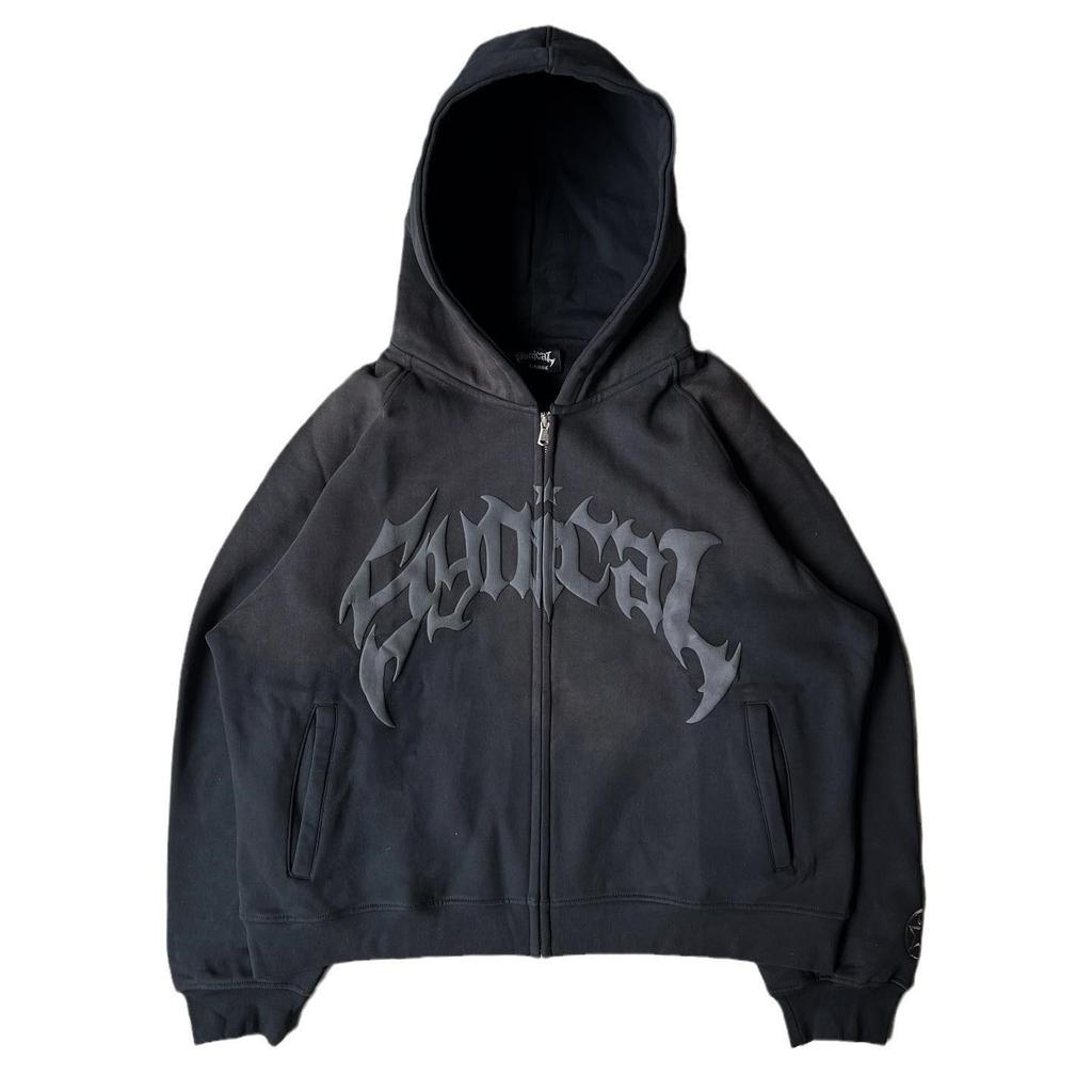 American Retro Star Print Men's Zipper Hoodie Sweatshirt