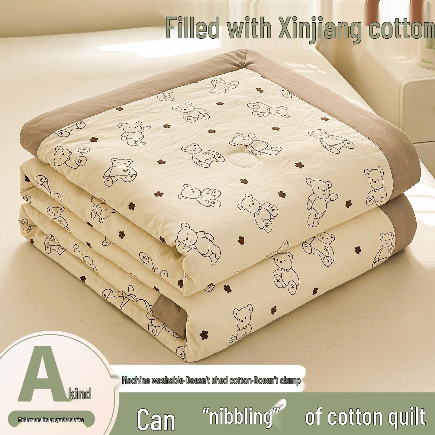 Pure Xinjiang Cotton Lightweight Quilt for Summer and Air-Conditioning, Machine Washable Dormitory Quilt 100x150cm