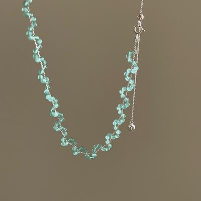 Glace Fraîche Pierre Naturelle Transparente Ronde Collier de Perles Niche pour Femmes Léger Luxe Élégant Unique Mode Polyvalent Chaîne de Cou Chaîne Claviculaire