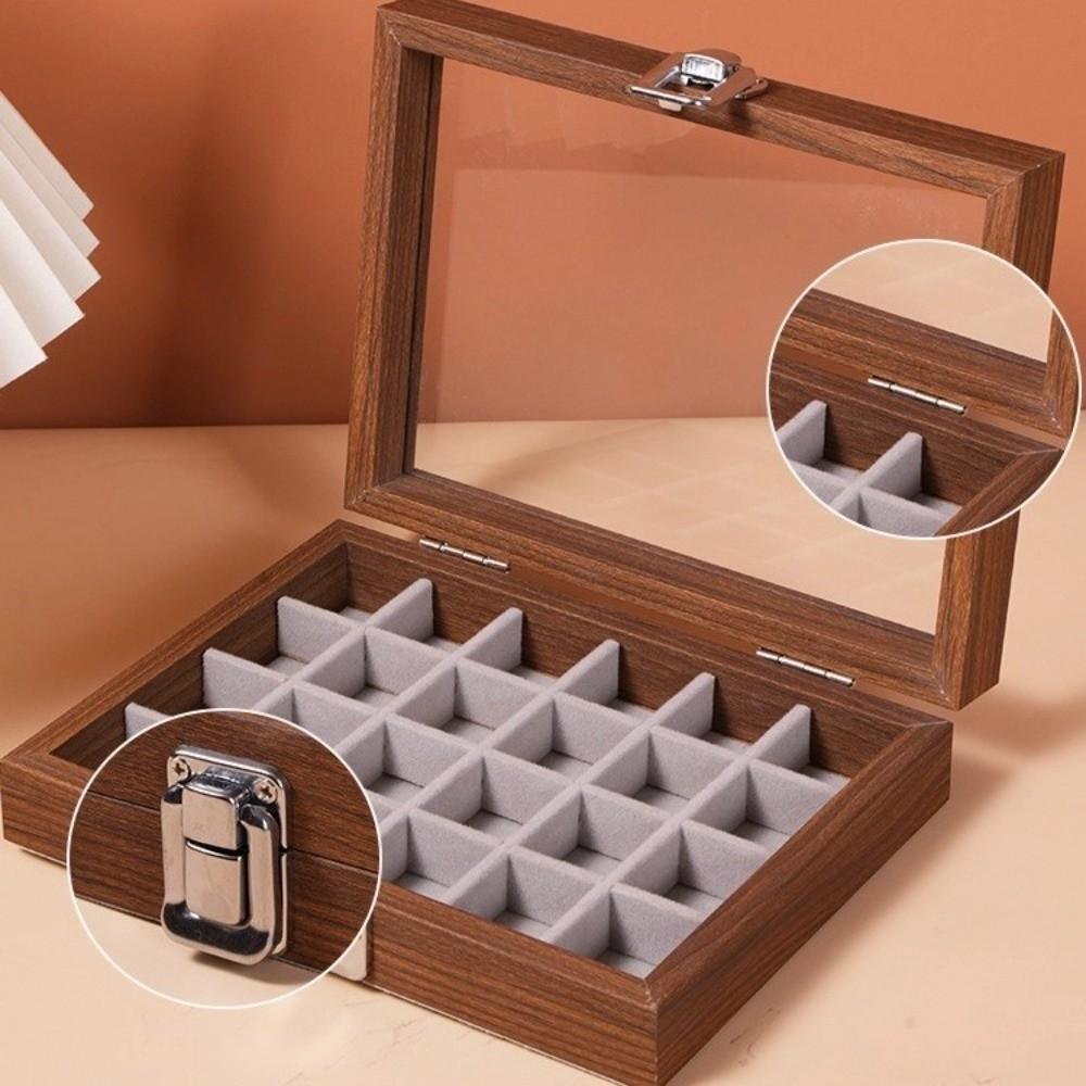 Dustproof Jewelry Box Walnut Color Jewelry Display Box Vintage Ring Necklace Storage Box  Bracelets