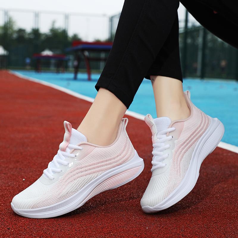 Breathable Knitted Running Shoes Unisex Lightweight Soft Sole Sneakers Non-slip Comfort Casual Trainers for Jogging Walking Fitness