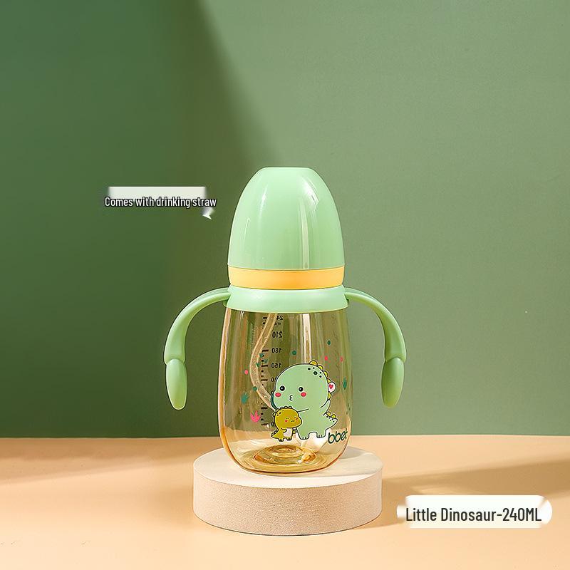 Babixiang PPSU Wide-Caliber Water Cup for 1-3 Year Olds, Cartoon Design, Double Handle, Anti-Fall Bottle