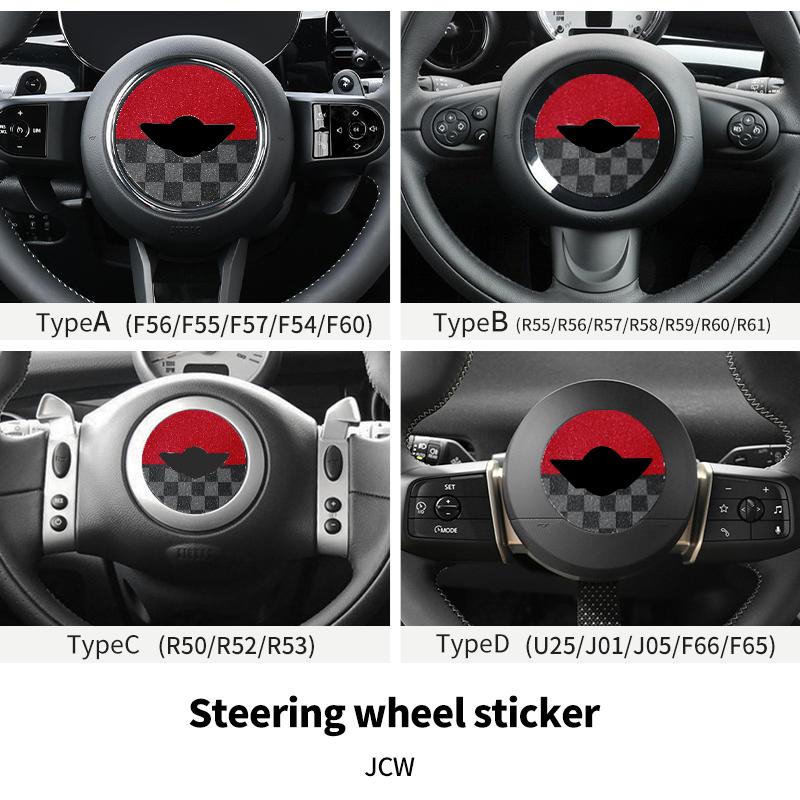 Adesivo per Volante Auto Per Mini Cooper F56 F55 F60 R56 R60 F65 U25 Countryman Adesivi in Pelle PU Accessori Interni Auto