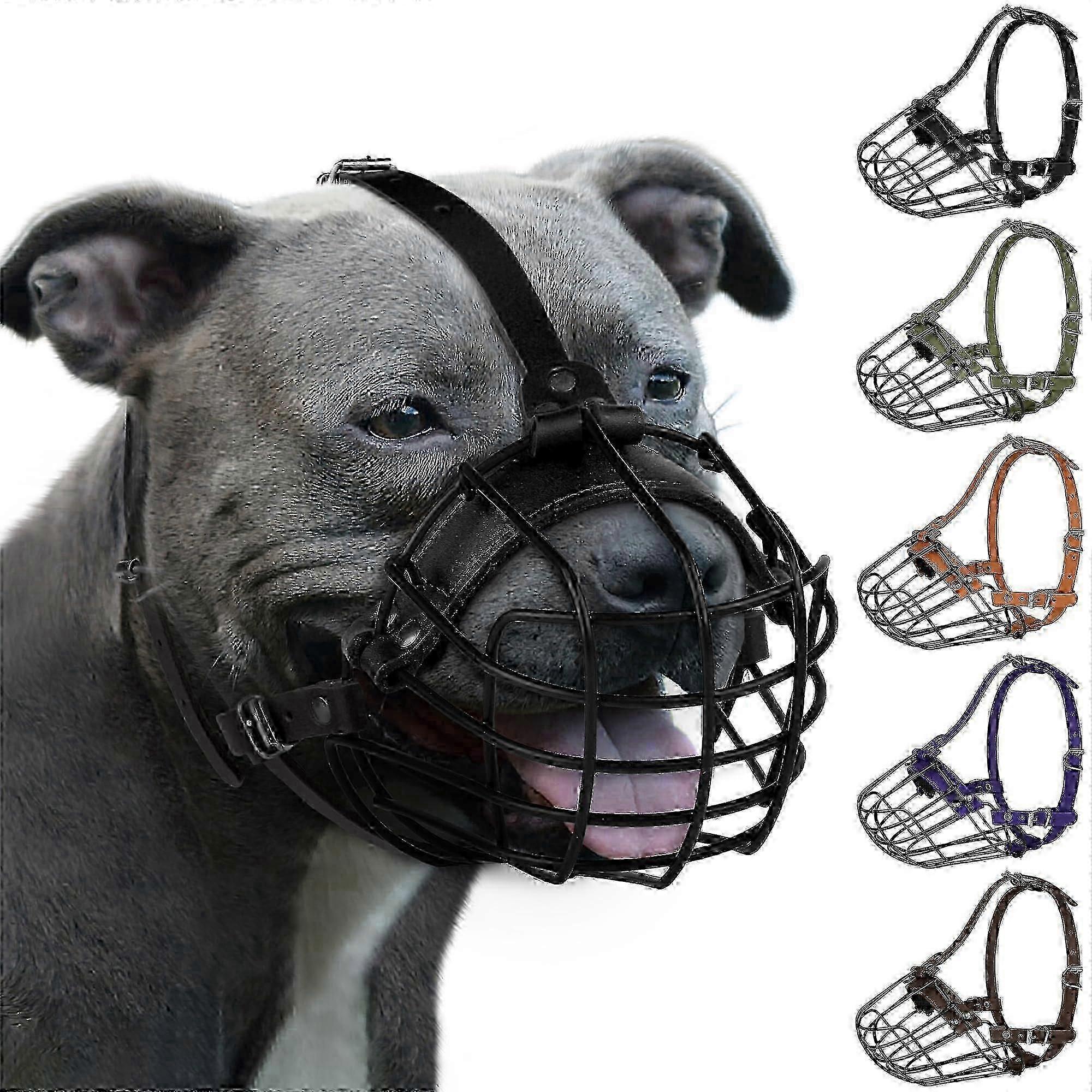 Bozal de Cesta Metálica Transpirable para Perros de Raza Grande - Pitbull, Amstaff y Staffordshire Terrier