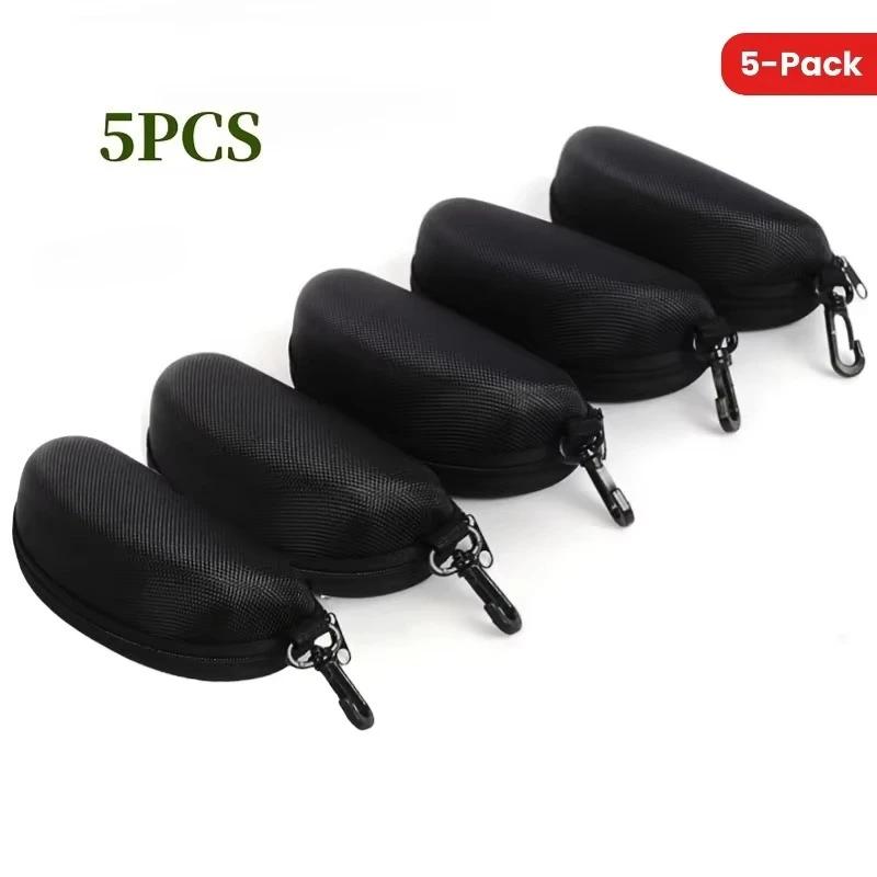 1Pc/5Pcs Bag Of Portable Zipper Sunglasses Protective Case Travel Bag Glasses Case Accessories With Hooks