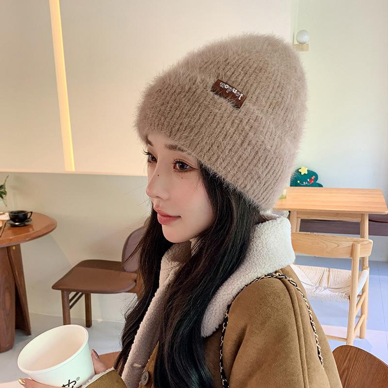 Korean Style Autumn and Winter Woolen Hat for Women Thickened Warm Ear Protection Pullover Hat Cute Baotou Knitted Hat