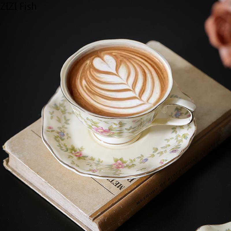 Gold-plated Classical Ceramic Cup&saucer Mugs Dining Table Coffee Mug Milk Cups Afternoon Tea Teacup Fruits Juice Container