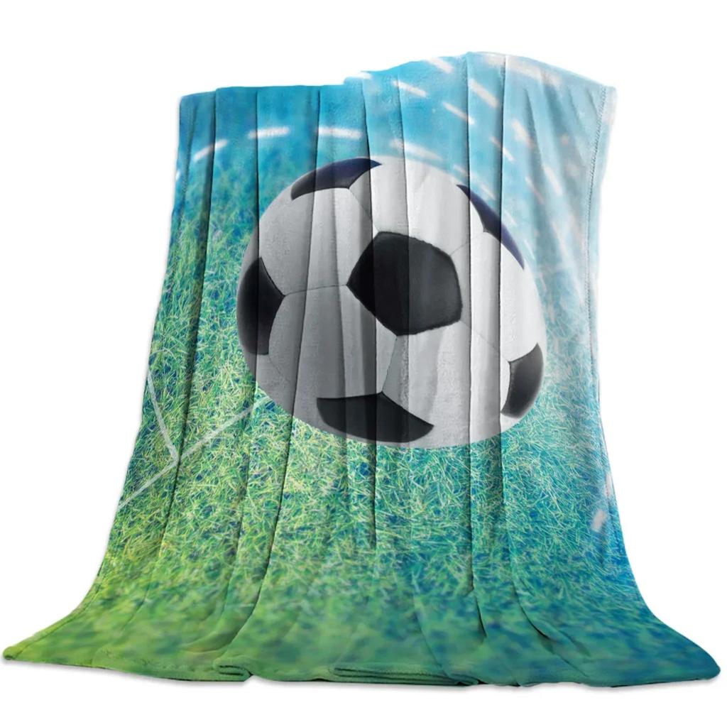 Soccer Ball Sport Football Print Blankets Coverlet Throw Cover Fleece Comfort Warm Flannel Blanket for Indoor Couch Home Decor