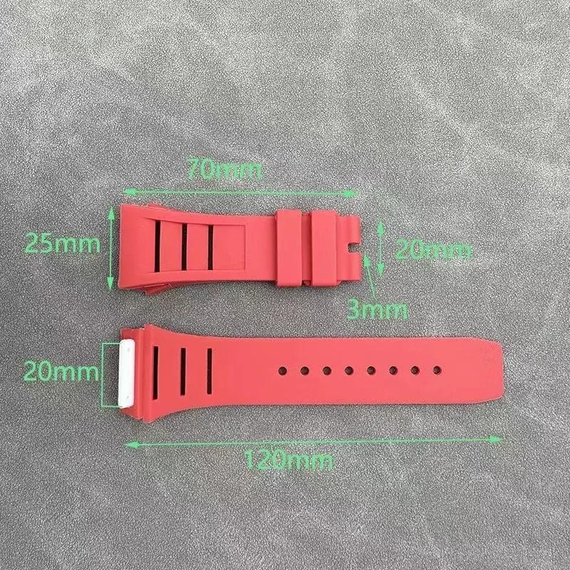 Watch Band for Richard Mille Rm011 Strap Men's Waterproof Sweat-Proof Wear Comfortable Silicone Rubber Watch straps 25mm*20mm