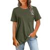Damenmode Rundhals T-Shirt Farbe Lockerer Schnitt Kurzarm Oberteil