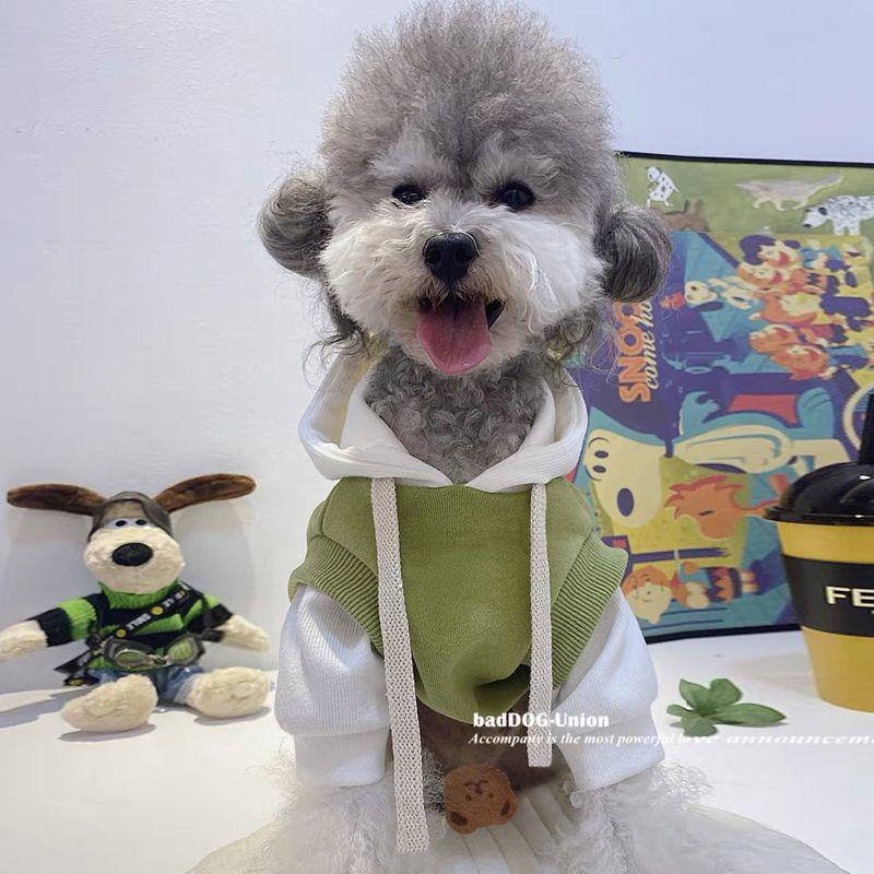 Dog Clothes Autumn Winter Teddy Bichon Frise Small Maltese Hooded Fleece Lined Sweatshirt