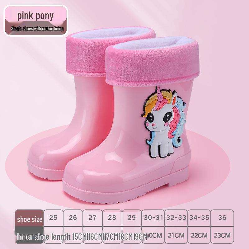 Children's Waterproof Unicorn & Dinosaur Rain Boots with Non-Slip Sole, Fleece-Lined for Boys & Girls