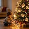 Decorative Acrylic Christmas Ornaments Tree Crystal Ball Pendant with LED Light, Built-in Christmas-themed Gift for Family Pattern Design, Hanging