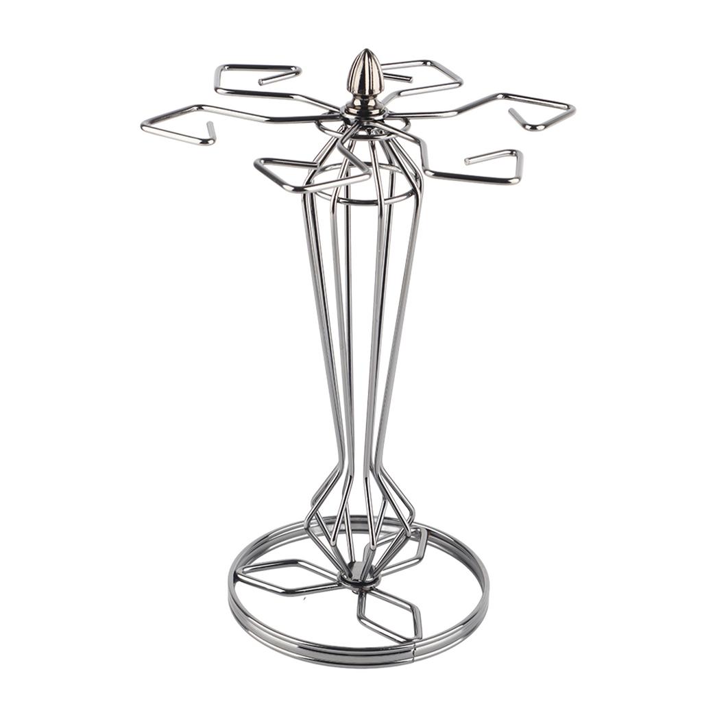 Rhombus Iron 6 Bottles Wine Cup Rack Glass Holder Display Shelf Organizer Dark Nickel