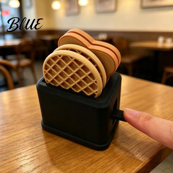 Toaster Desk Decoration Stress Relief Catapult Toy with Bread & Waffle Toy Accessories 3D Printed Food Ejector Toaster Decompression Gadget
