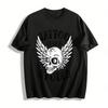 Vintage Skull Wing Tattoo Studio Graphic Casual Short Sleeve Pure Cotton T-shirt