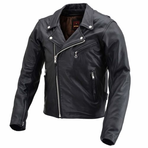 Daytona Motorcycle Leather Jacket Genuine Leather (Water Repellent) Spring/Autumn/Winter Double Riders DL-003 Black XL Size (Men's) 17815
