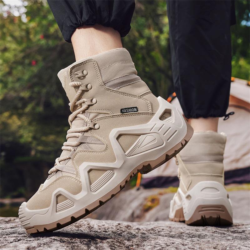 Autumn and winter men's high cut thick soled outdoor workwear  casual short boots  plus size mountaineering tactical men's boots