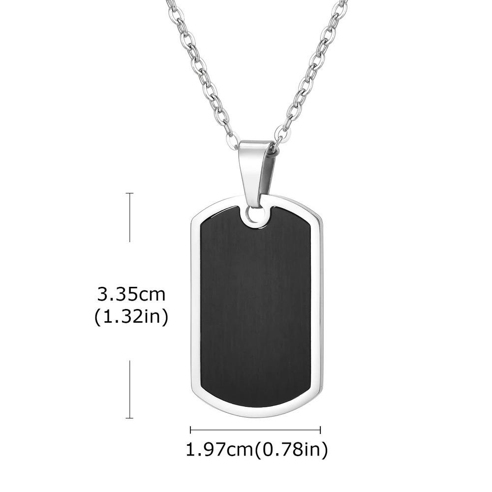 Vnox Dog Tag Military Pendant Necklace for Men Boys, Stainless Steel Waterproof O-chain Collar, 19.7x33.5mm Casual Jewelry Gifts