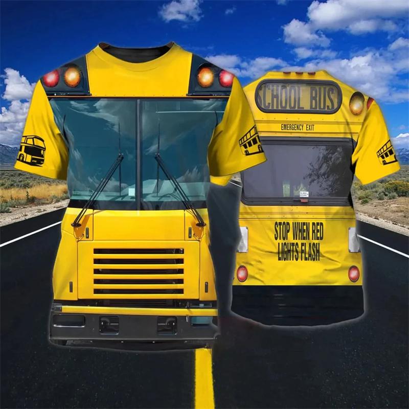 School Bus Driver Men's T-shirt 3D Print Casual Uniform Homme Summer O Neck Short Sleeve Oversized Unisex Harajuku Clothing 4XL