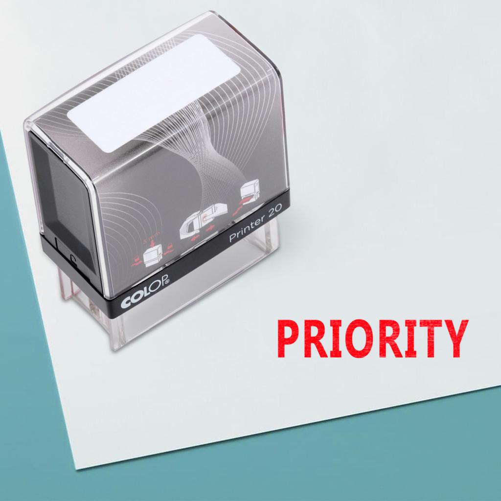 PRIORITY Self Inking Rubber Stamp Custom Colop Office Stationary P20 Mini Stamper