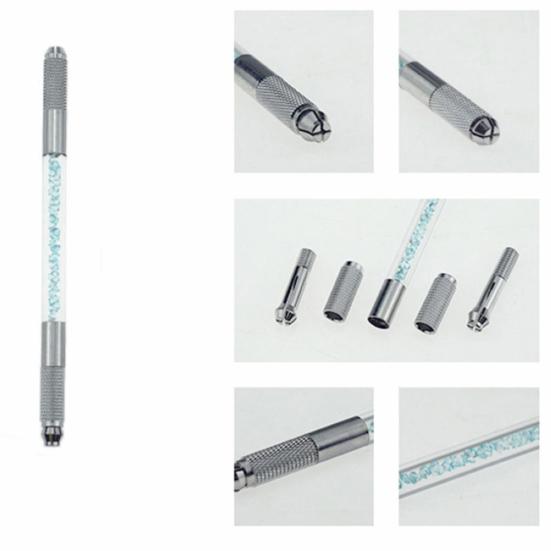 Manueller Microblading-Doppelkopf-Strassgriff-Permanent-Augenbrauen-Tätowierungsstift