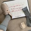 Autumn Gray Gray Double Needle Stack Socks Women'S Medium Stripe Solid Color Lace Double Screw Mouth Simple And Versatile