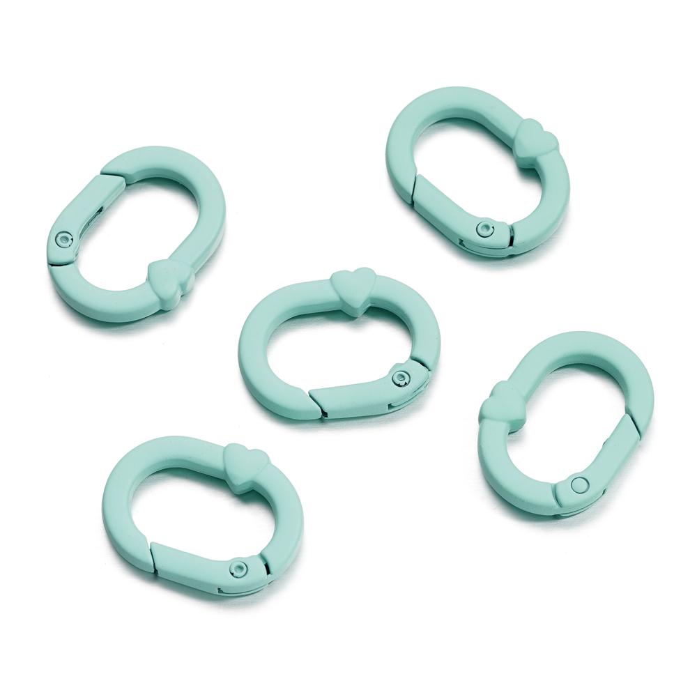 5Pcs Candy Color Metal Oval Ring Snap Hook Spring Clasps Clips Key Ring Connectors for DIY Keychain Jewelry Making Accessories