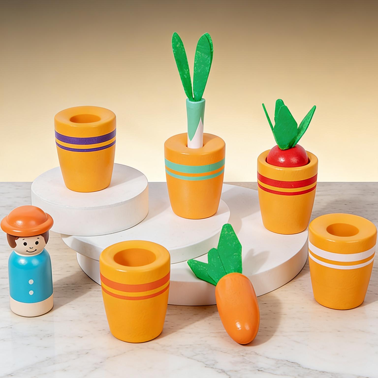 

Wooden Planting Matching Game Toddlers Vegetable Pot Color Pairing Toy Enlighten Cognition Hand-Eye Coordination Gardener Role