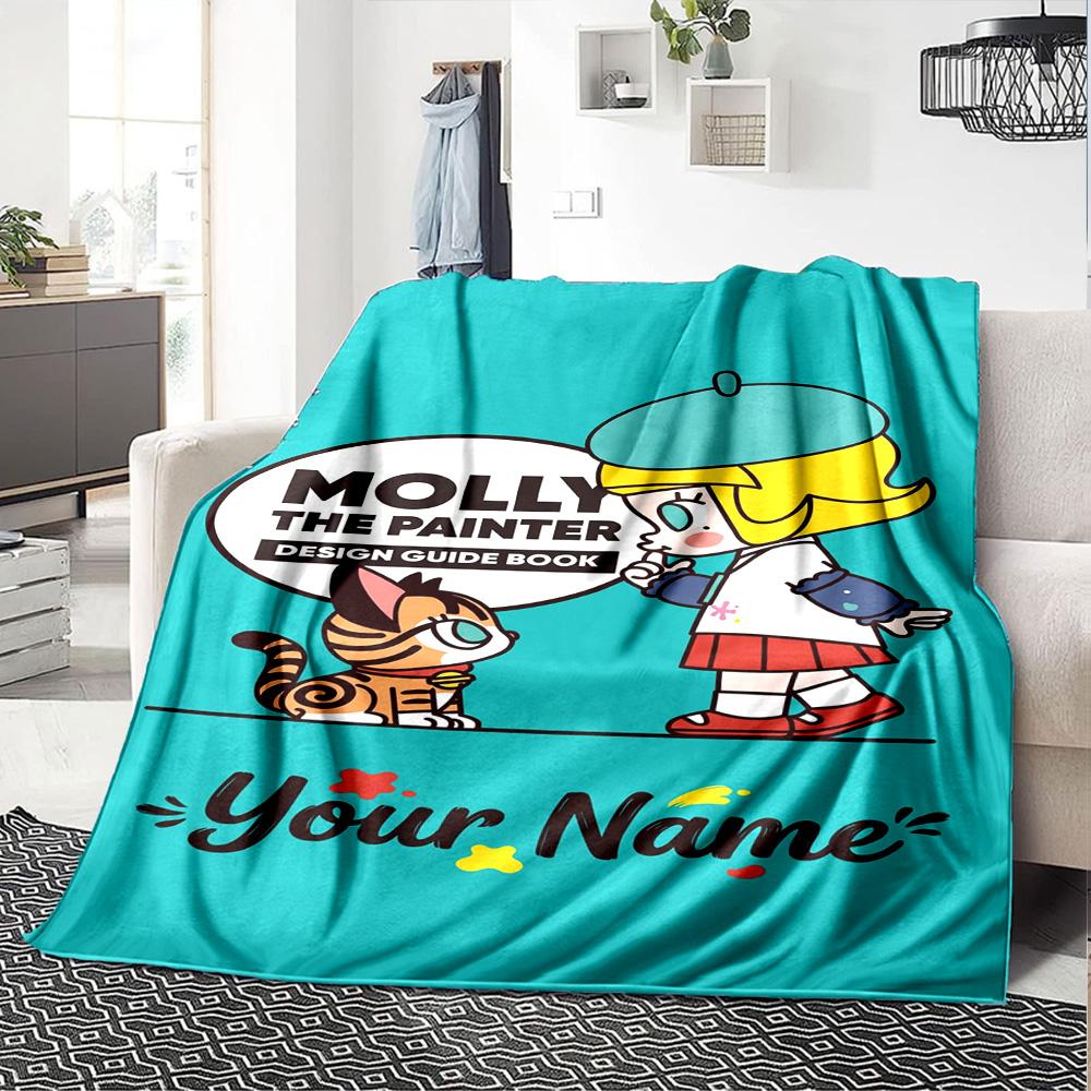 Pop Mart Personalized Text Blanket Throw Personalized Blanket Soft Warm Cozy Suitable for Bed Chair Office Seaside Four Seasons Universal