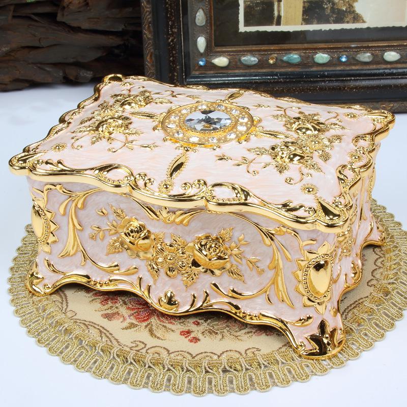 

Elegant Multi-Layer Jewelry Box with Diamond Inlay - European Princess Design & Large Capacity 18.2 x 12.9 x 8.9 cm