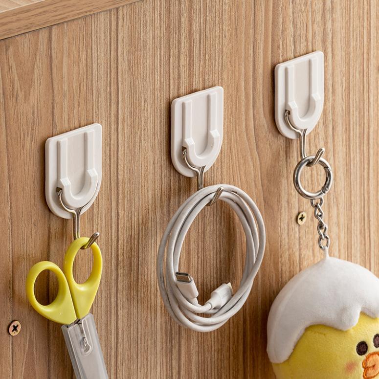 3PCS Self Adhesive Wall Hook Strong Without Drilling Coat Bag Bathroom Door Kitchen Towel Hanger Hooks Home Storage Accessories