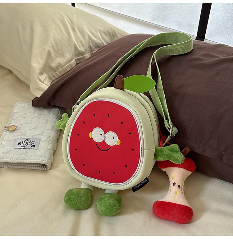 Nylon Watermelon Crossbody Bag For Casual Wear With Zipper Closure And Inner Pocket