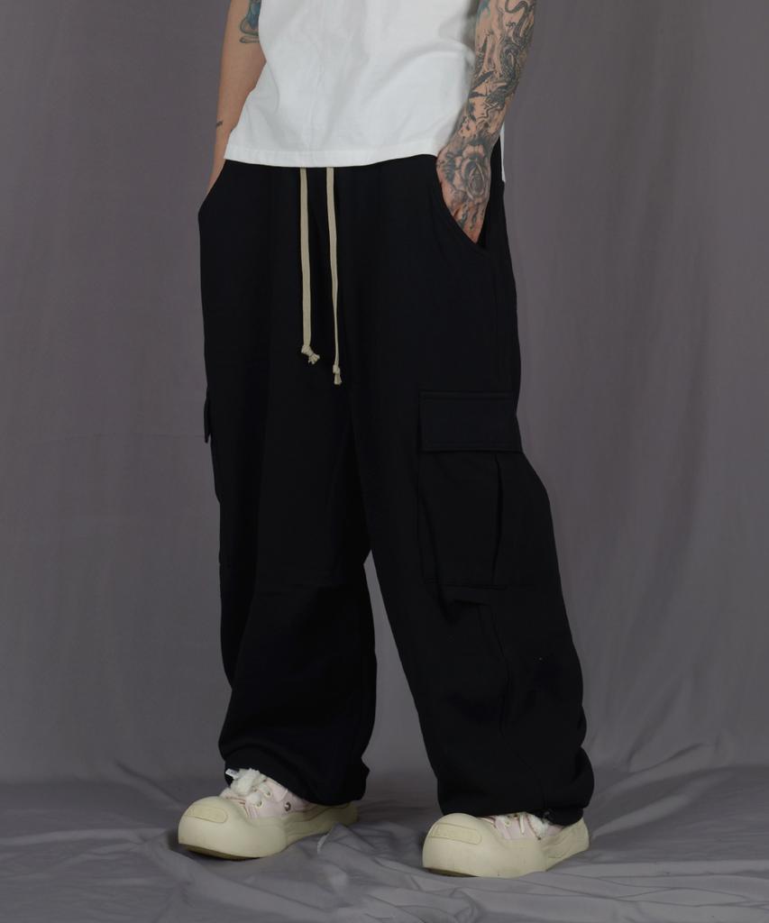Deuneiji Wide Cotton Cargo Pants Black 0287