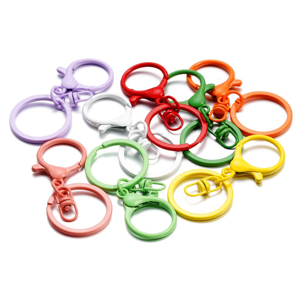 5 Stück/Los 30mm Schlüsselring Lang 70mm Beliebt Bunt Metall Hummerverschluss Schlüsselhaken Kette Schmuckherstellung für Schlüsselanhänger Zubehör