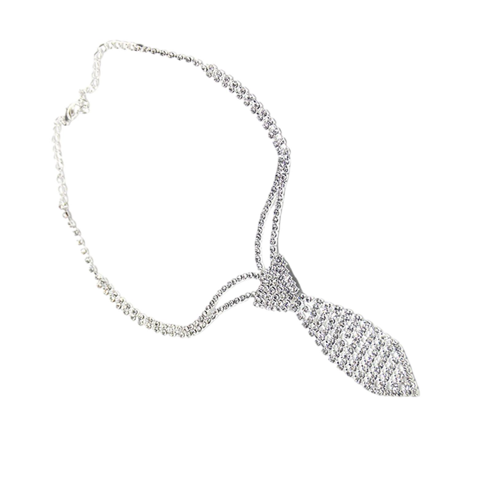 

Блестящее ожерелье со стразами, короткий галстук, готический чокер, хрустальная металлическая цепочка, галстук для женщин, свадебные украшения, шейные украшения